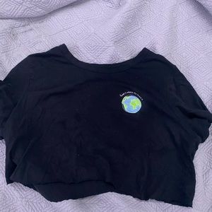 dark blue cropped shirt